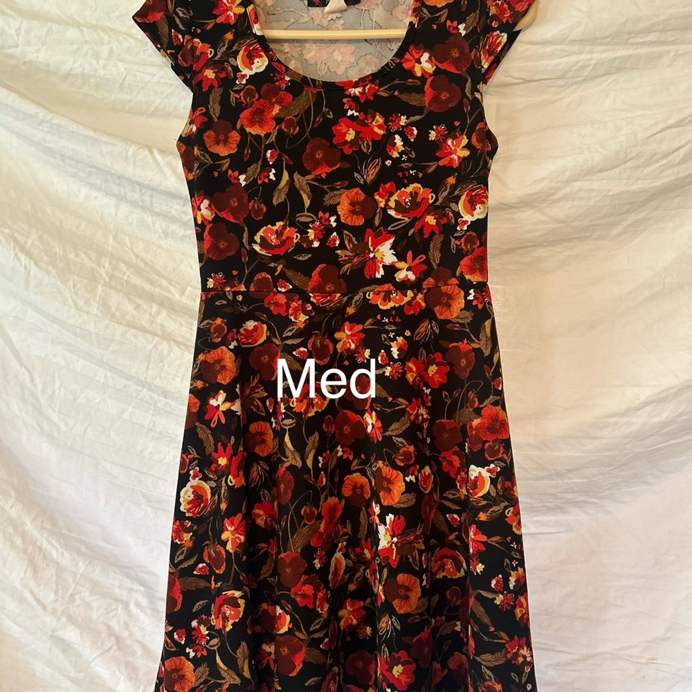 Floral Black and Red Dress